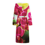 Cute Orchid Print Hooded Bathrobe
