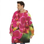 Cute Orchid Print Hoodie Blanket