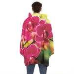 Cute Orchid Print Hoodie Blanket