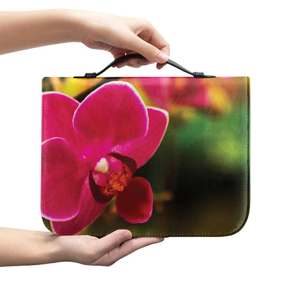 Cute Orchid Print Leather Bible Cover
