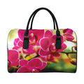 Cute Orchid Print Leather Duffel Bag