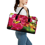 Cute Orchid Print Leather Duffle Bag