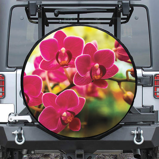 Cute Orchid Print Leather Spare Tire Cover