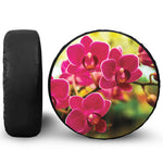 Cute Orchid Print Leather Spare Tire Cover