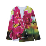 Cute Orchid Print Long Sleeve Short Coat