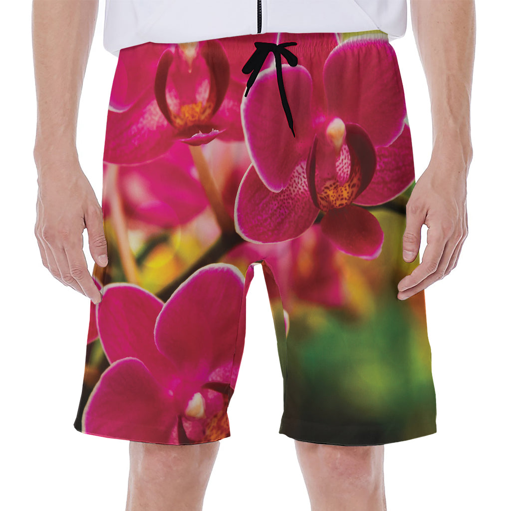 Cute Orchid Print Men's Beach Shorts