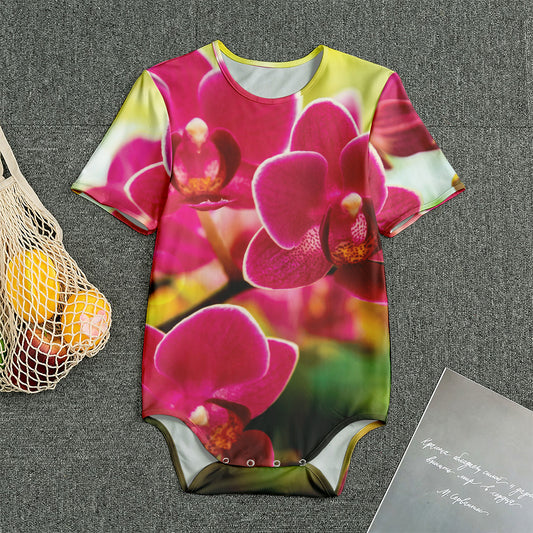 Cute Orchid Print Men's Bodysuit