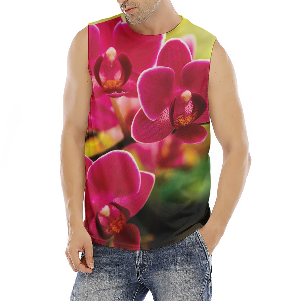 Cute Orchid Print Men's Fitness Tank Top