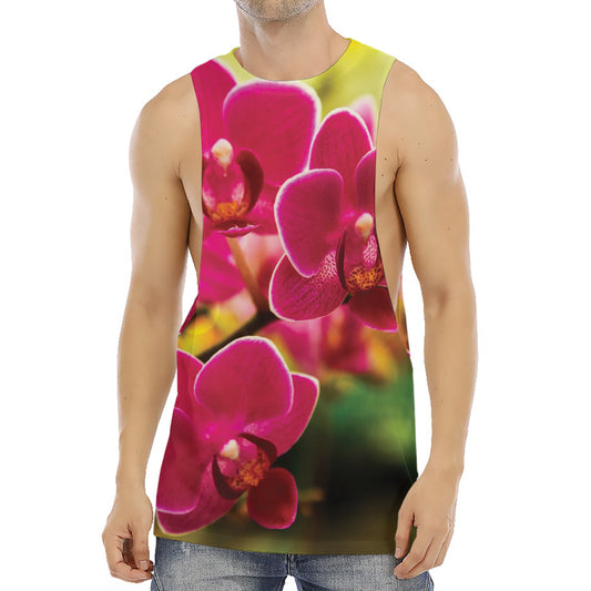 Cute Orchid Print Men's Muscle Tank Top