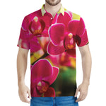 Cute Orchid Print Men's Polo Shirt