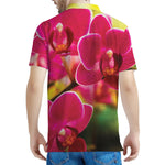Cute Orchid Print Men's Polo Shirt