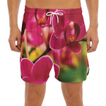 Cute Orchid Print Men's Split Running Shorts