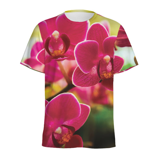 Cute Orchid Print Men's Sports T-Shirt
