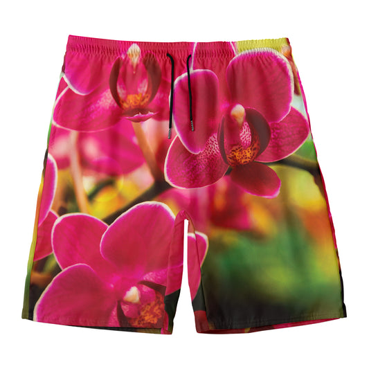 Cute Orchid Print Men's Swim Trunks
