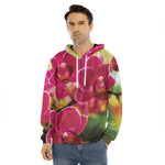 Cute Orchid Print Men's Velvet Pullover Hoodie