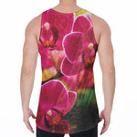 Cute Orchid Print Men's Velvet Tank Top