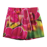 Cute Orchid Print Mesh Shorts