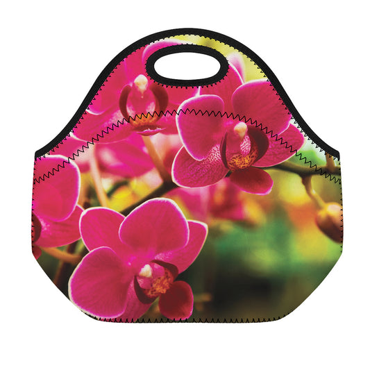 Cute Orchid Print Neoprene Lunch Bag