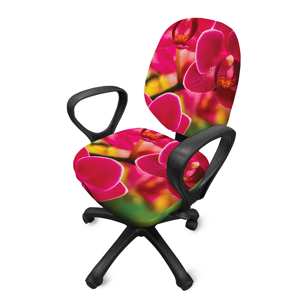 Cute Orchid Print Office Chair Cover
