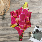 Cute Orchid Print One Shoulder Bodysuit