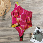 Cute Orchid Print One Shoulder Bodysuit