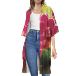 Cute Orchid Print Open Front Beach Cover Up