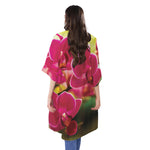 Cute Orchid Print Open Front Beach Cover Up