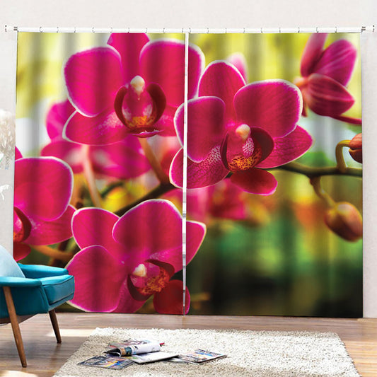 Cute Orchid Print Pencil Pleat Curtains
