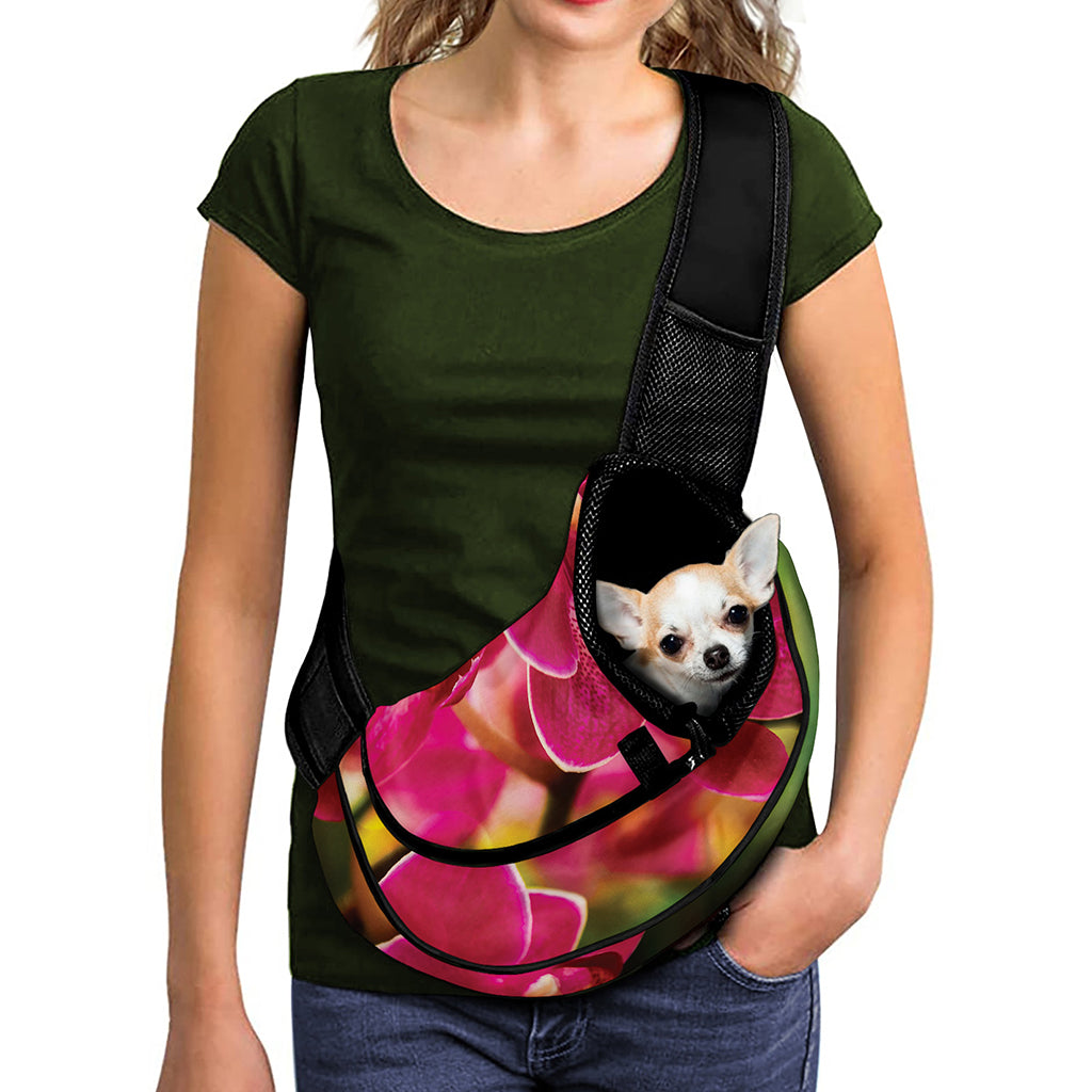 Cute Orchid Print Pet Sling Carrier