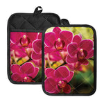 Cute Orchid Print Pot Holders With Pocket