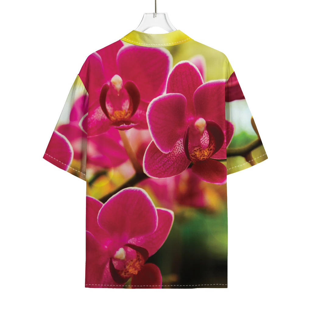 Cute Orchid Print Rayon Hawaiian Shirt
