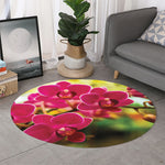 Cute Orchid Print Round Rug