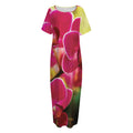Cute Orchid Print Short Sleeve Long Nightdress