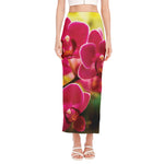 Cute Orchid Print Side Slit Maxi Skirt