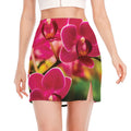 Cute Orchid Print Side Slit Mini Skirt