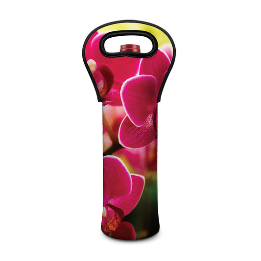 Cute Orchid Print Single Neoprene Wine Tote