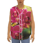 Cute Orchid Print Sleeveless Baseball Jersey