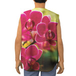 Cute Orchid Print Sleeveless Baseball Jersey