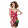 Cute Orchid Print Sleeveless Bodycon Dress