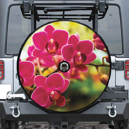 Cute Orchid Print Tire Cover With Camera Hole