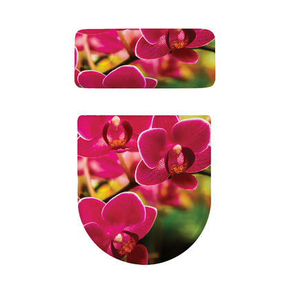 Cute Orchid Print Toilet Lid And Tank Cover Set