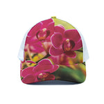 Cute Orchid Print White Mesh Trucker Cap
