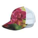 Cute Orchid Print White Mesh Trucker Cap