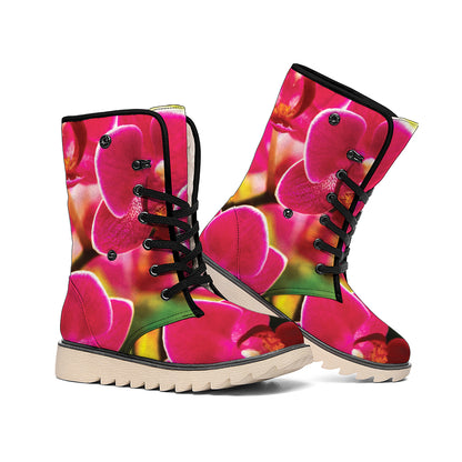 Cute Orchid Print Winter Boots