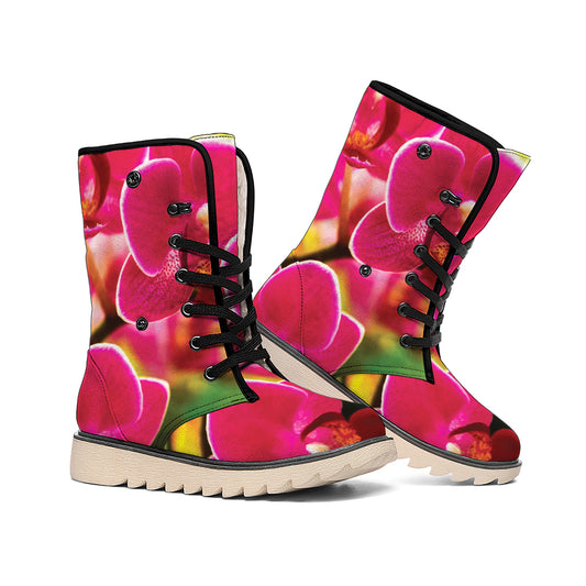 Cute Orchid Print Winter Boots