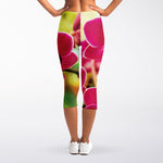 Cute Orchid Print Women's Capri Leggings