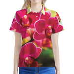 Cute Orchid Print Women's Polo Shirt