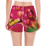 Cute Orchid Print Women's Split Running Shorts