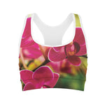 Cute Orchid Print Women's Sports Bra