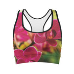 Cute Orchid Print Women's Sports Bra